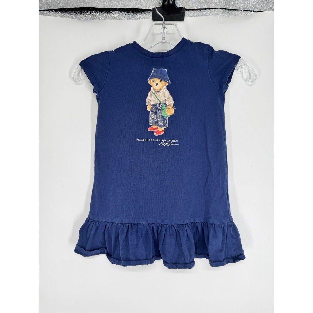 Polo Ralph Lauren T Shirt Bear Graphic Dress Girls Toddlers 4T Navy Crew Neck